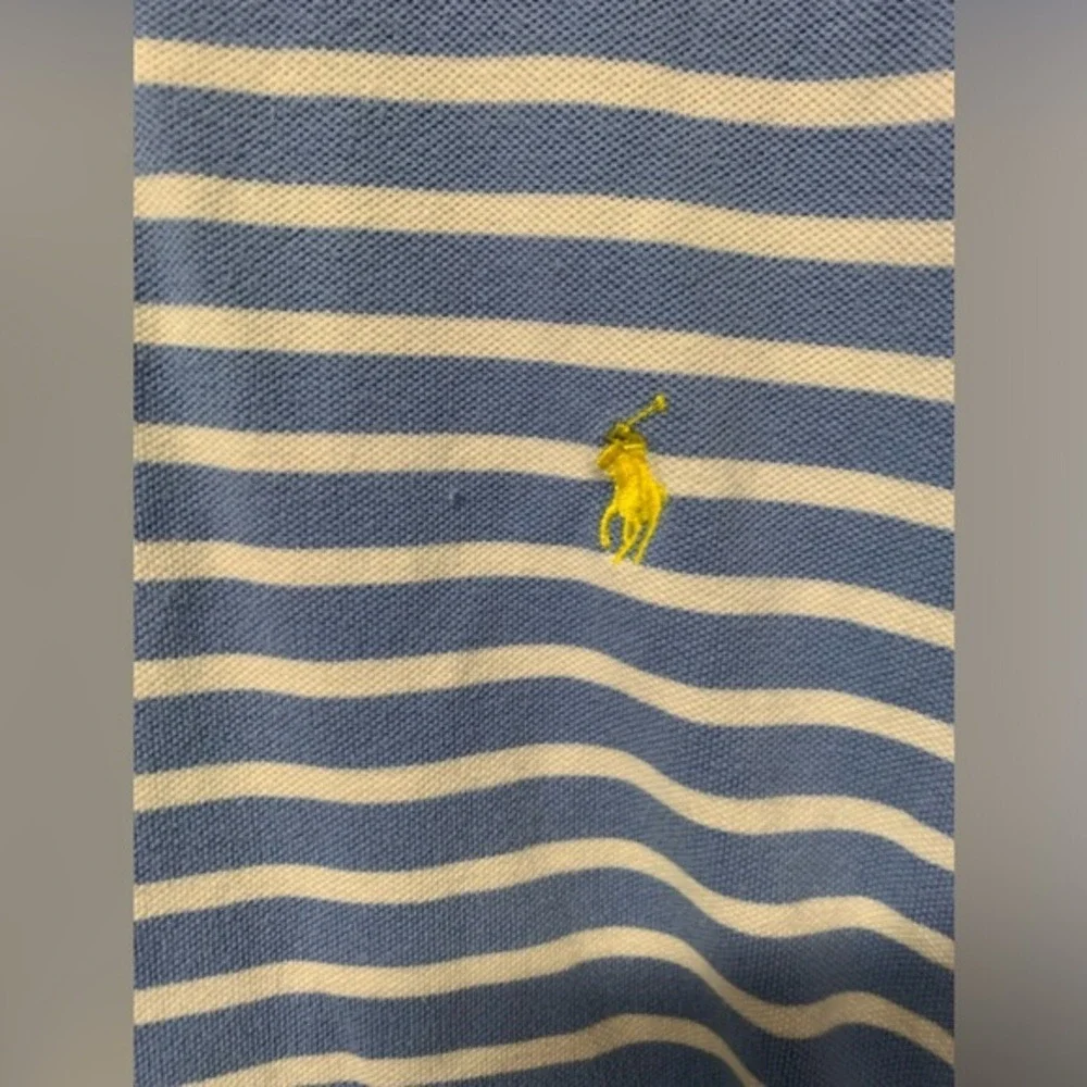 Polo By Ralph Lauren XL Blue Striped Short Sleeve Polo Collared‎ Shirt
